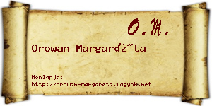 Orowan Margaréta névjegykártya